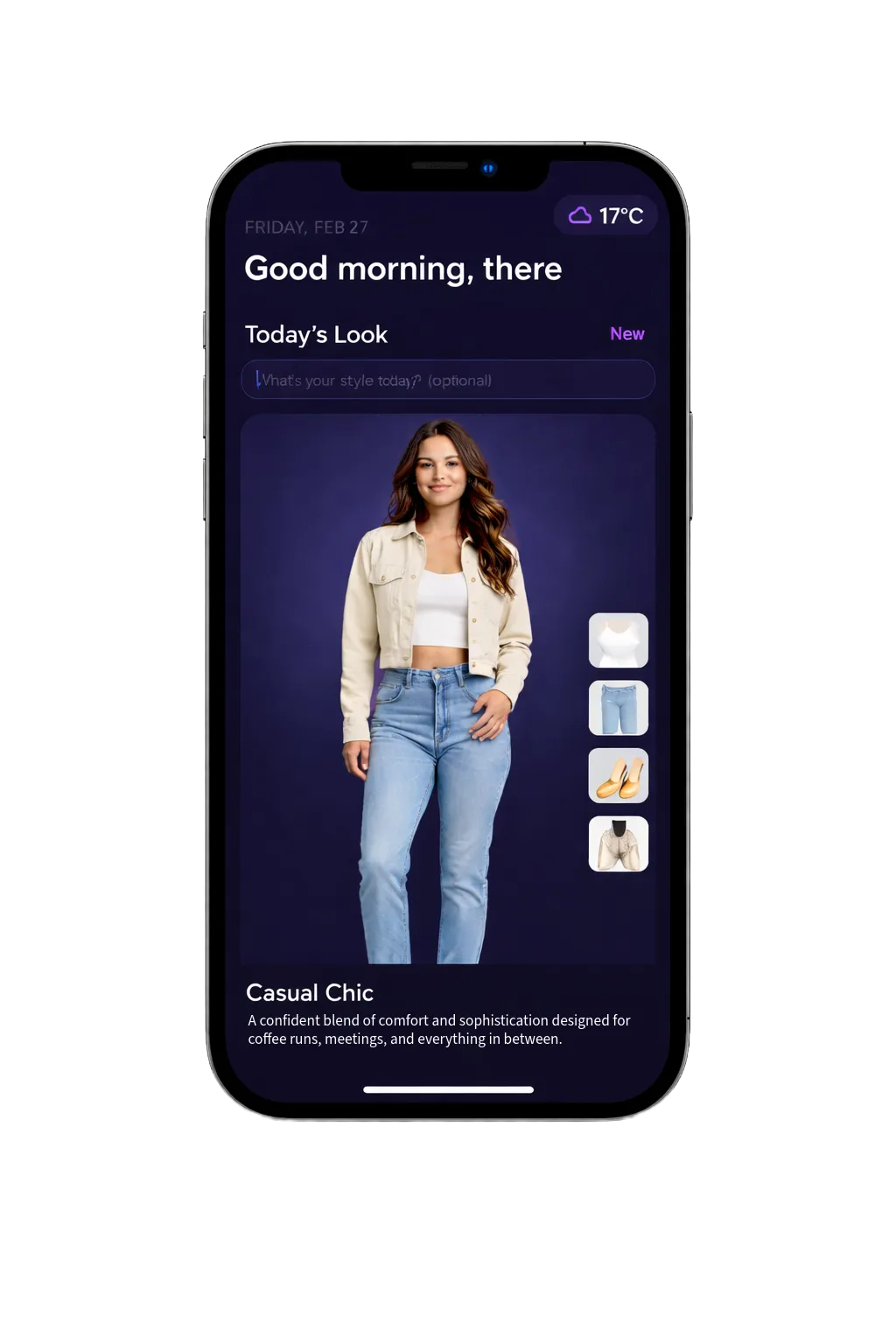 Assisty, AI style app home screen
