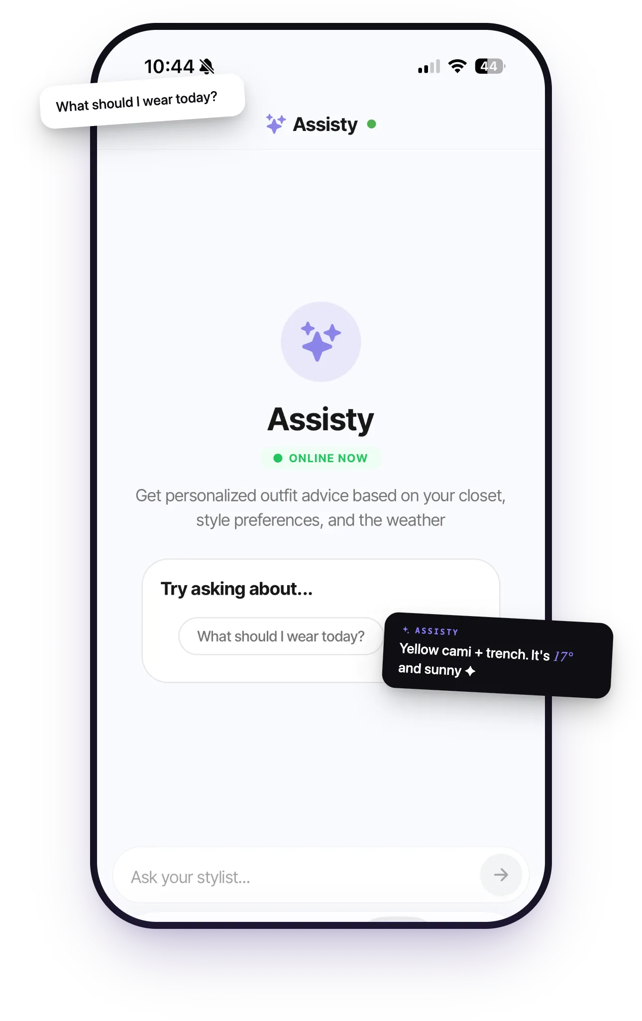 Personal stylist chat interface